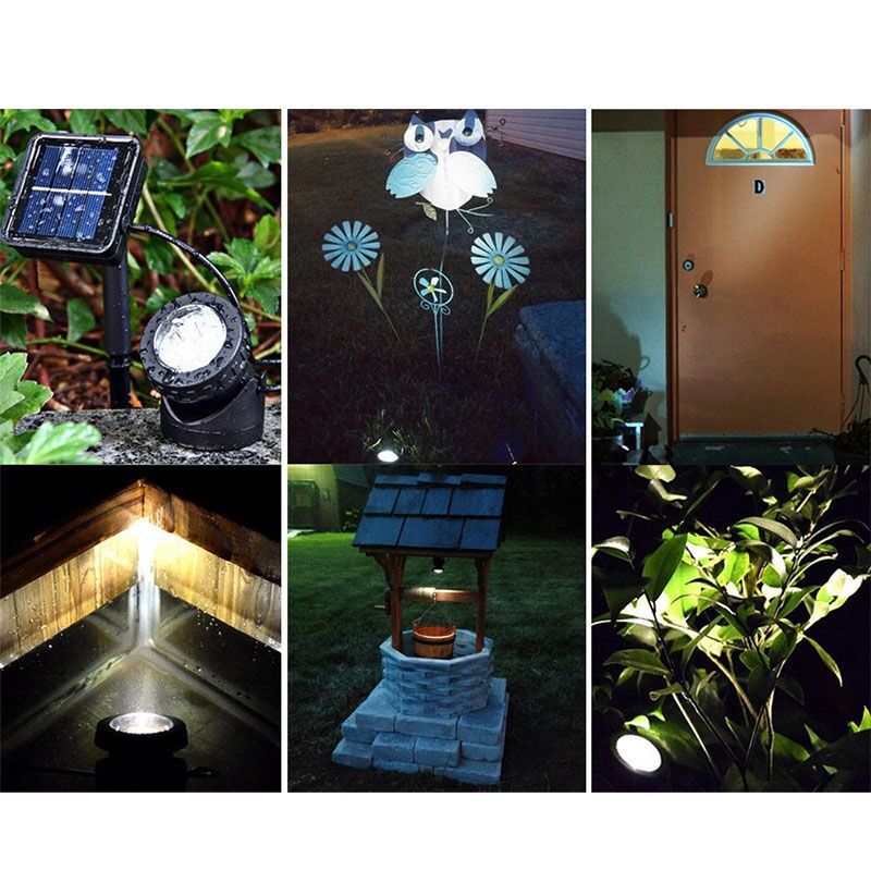 Adjustable Solar LED Landscape Spotlight with External Panel and Low-Voltage Cable