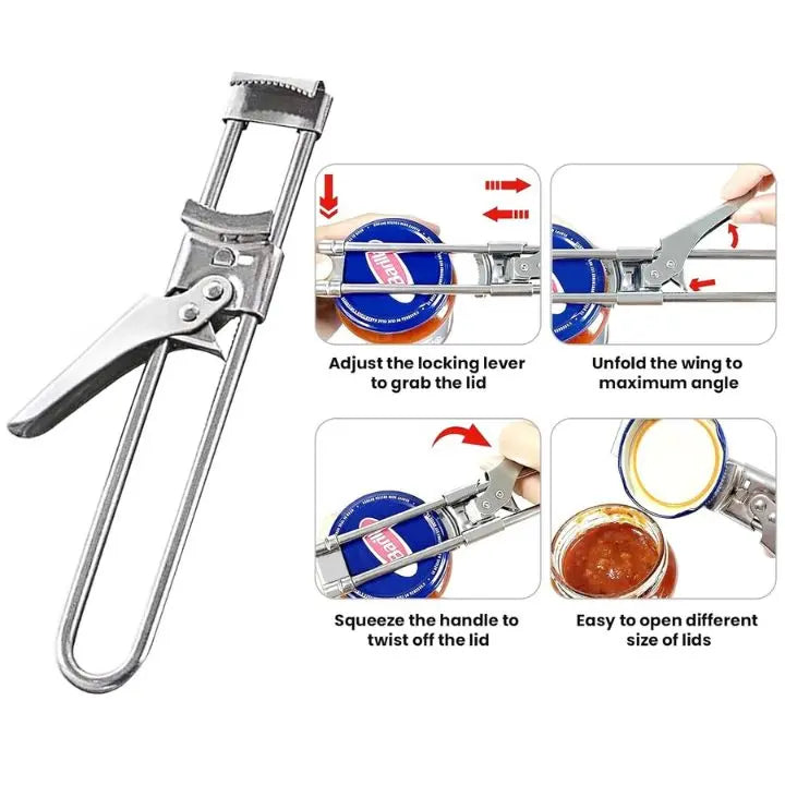 Adjustable Stainless Steel Lid Opener, 20 × 3 cm