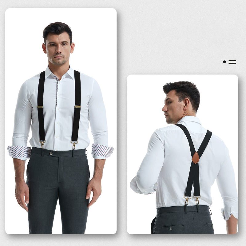 Adjustable X-Design Elastic Suspenders with Four Detachable Clips