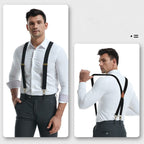 Adjustable X-Design Elastic Suspenders with Four Detachable Clips
