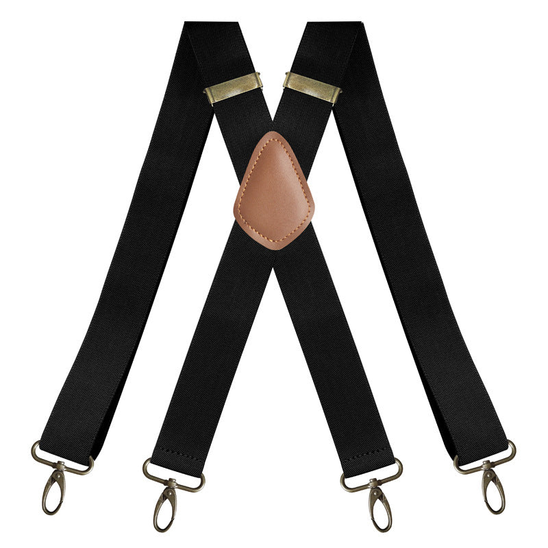 Adjustable X-Design Elastic Suspenders with Four Detachable Clips