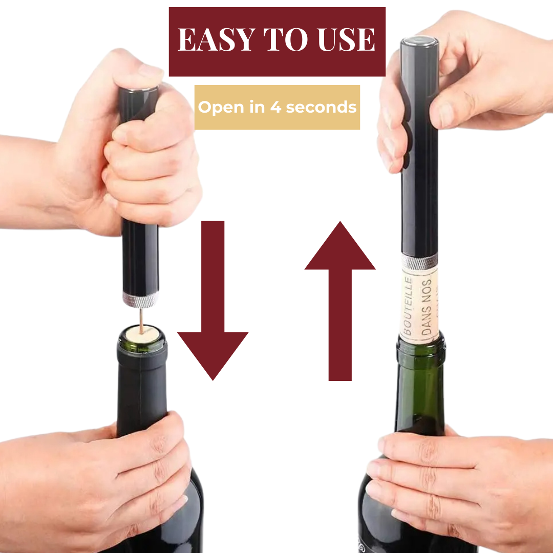 Air Pressure Wine Opener, Stainless Steel, Lightweight and Portable