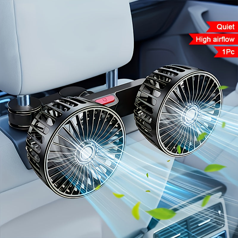 AirTrek Duo Double USB Car Fan, 5-Blade, 360° Rotatable, 21 cm