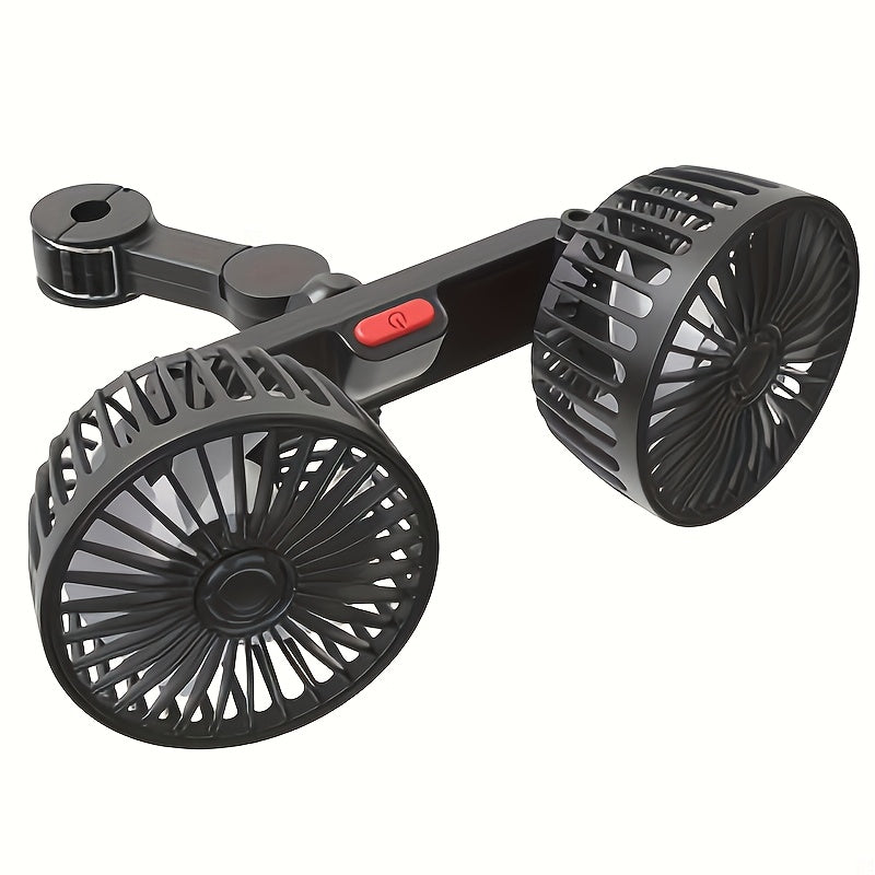 AirTrek Duo Double USB Car Fan, 5-Blade, 360° Rotatable, 21 cm