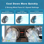 AirTrek Duo Double USB Car Fan, 5-Blade, 360° Rotatable, 21 cm
