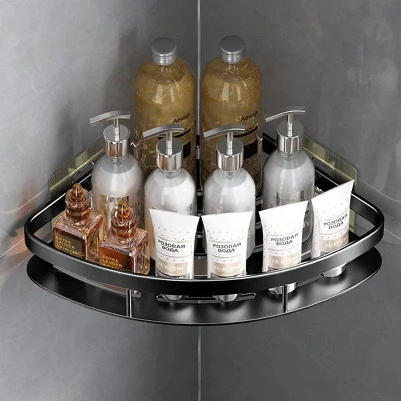 Aluminium Corner Bathroom Wall Shelf, 22 × 29 × 5.5 cm