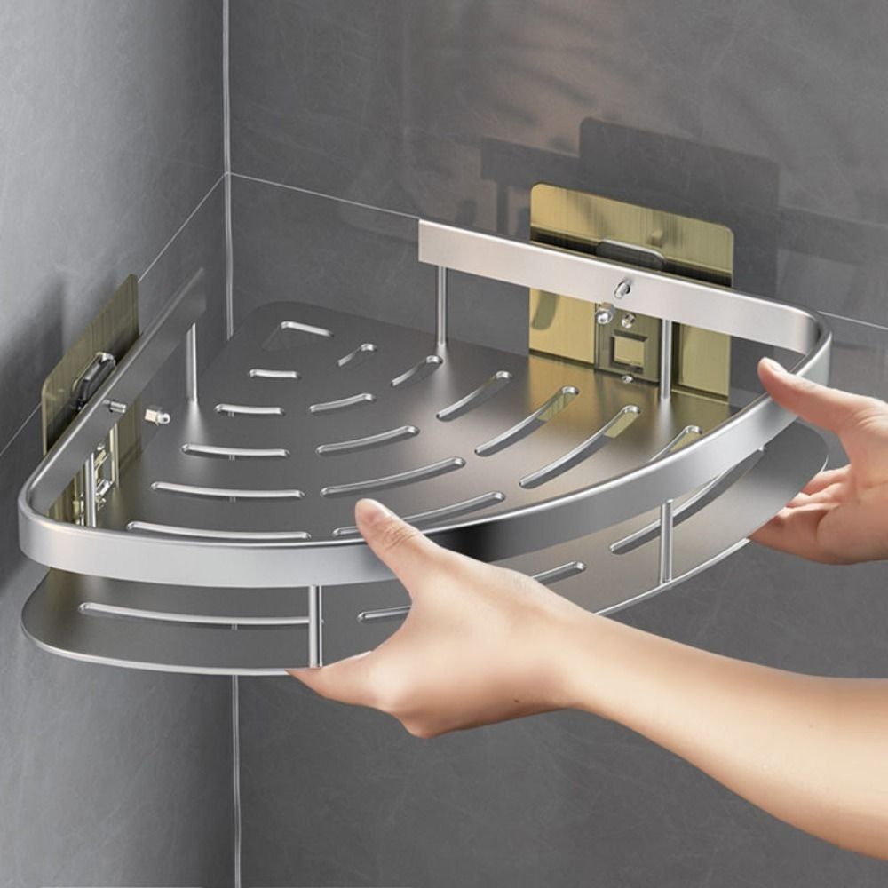 Aluminium Corner Bathroom Wall Shelf, 22 × 29 × 5.5 cm