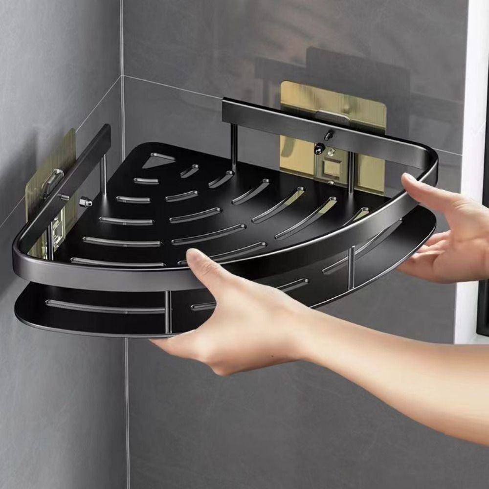 Aluminium Corner Bathroom Wall Shelf, 22 × 29 × 5.5 cm