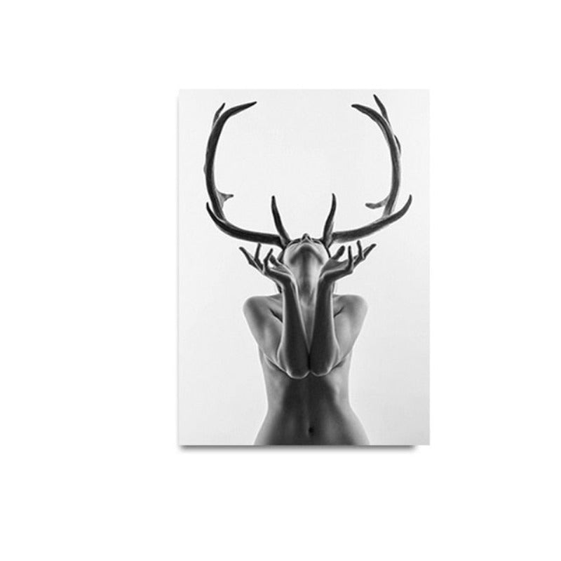 Elegant Black and White Canvas Art of Woman for Home Decor | Welvere-Welvere