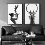 Elegant Black and White Canvas Art of Woman for Home Decor | Welvere-Welvere