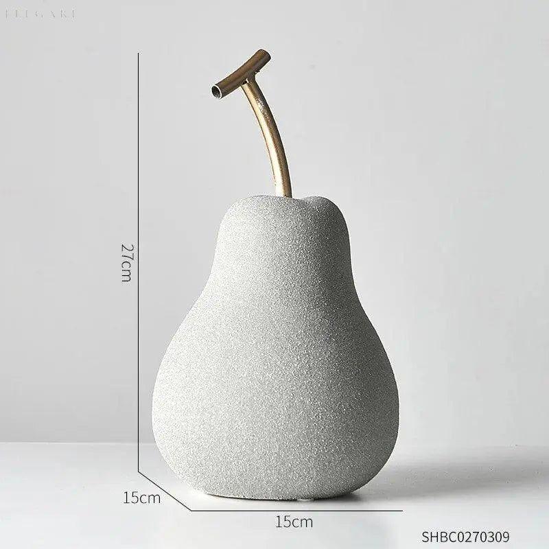 Apple and Pear Fruit Figures in Resin, Rustic Concrete Finish