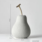 Apple and Pear Fruit Figures in Resin, Rustic Concrete Finish