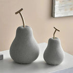 Apple and Pear Fruit Figures in Resin, Rustic Concrete Finish