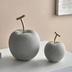 Apple and Pear Fruit Figures in Resin, Rustic Concrete Finish