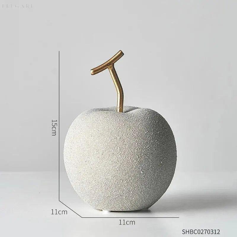 Apple and Pear Fruit Figures in Resin, Rustic Concrete Finish