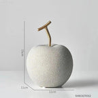 Apple and Pear Fruit Figures in Resin, Rustic Concrete Finish