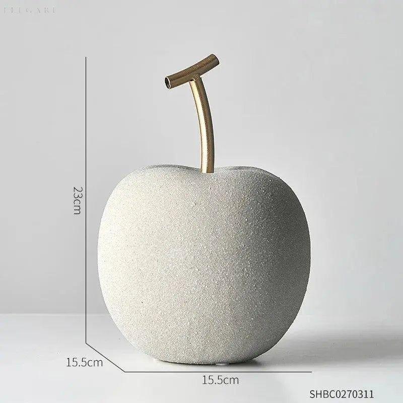Apple and Pear Fruit Figures in Resin, Rustic Concrete Finish