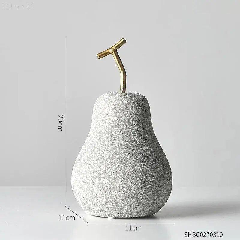 Apple and Pear Fruit Figures in Resin, Rustic Concrete Finish