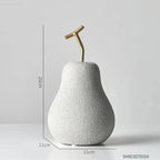 Apple and Pear Fruit Figures in Resin, Rustic Concrete Finish