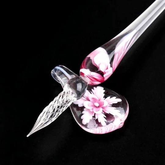 Glass Calligraphy Pen Set with Ink and Holder - 1.6cm Tip, 18.5cm Length, view 2