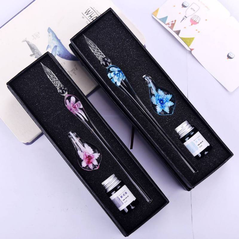 Glass Calligraphy Pen Set with Ink and Holder - 1.6cm Tip, 18.5cm Length, view 3