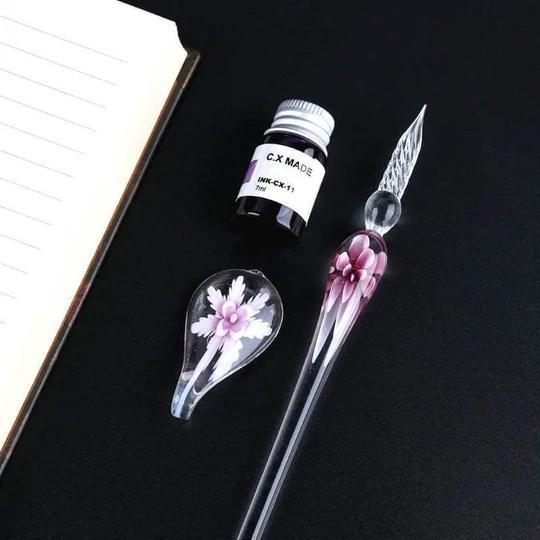 Glass Calligraphy Pen Set with Ink and Holder - 1.6cm Tip, 18.5cm Length, view 4