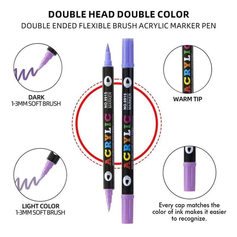 Double-sided Acrylic Paint Marker for Multi-surface Art - 24 to 120 Colours, view 2