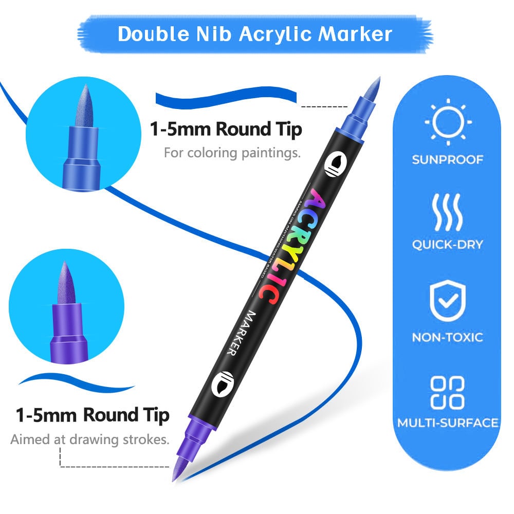 Double-sided Acrylic Paint Marker for Multi-surface Art - 24 to 120 Colours, view 3
