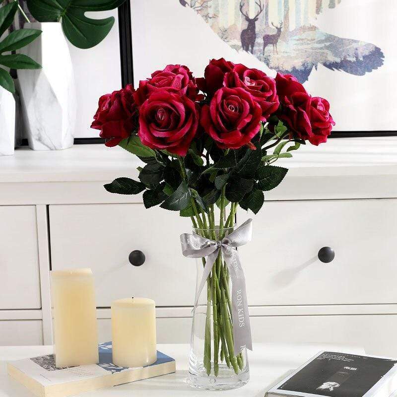 Artificial Flannel Roses, 10 Pieces, 50 cm