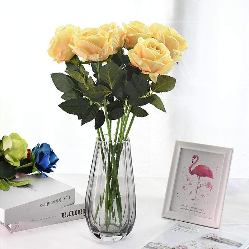 Artificial Flannel Roses, 10 Pieces, 50 cm