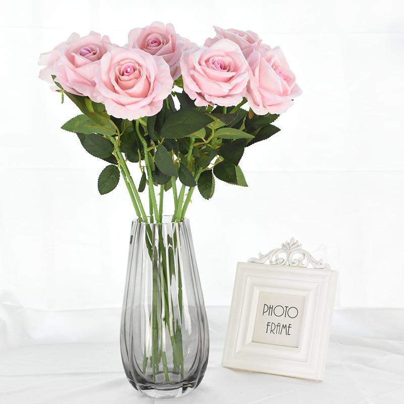 Artificial Flannel Roses, 10 Pieces, 50 cm