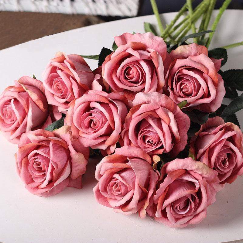 Artificial Flannel Roses, 10 Pieces, 50 cm