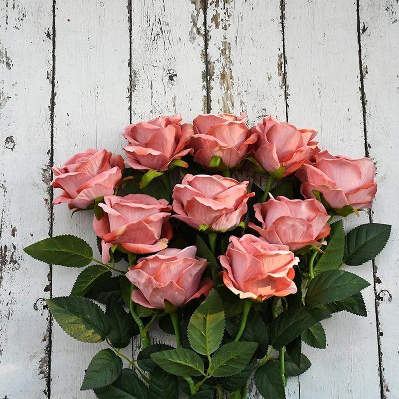 Artificial Flannel Roses, 10 Pieces, 50 cm