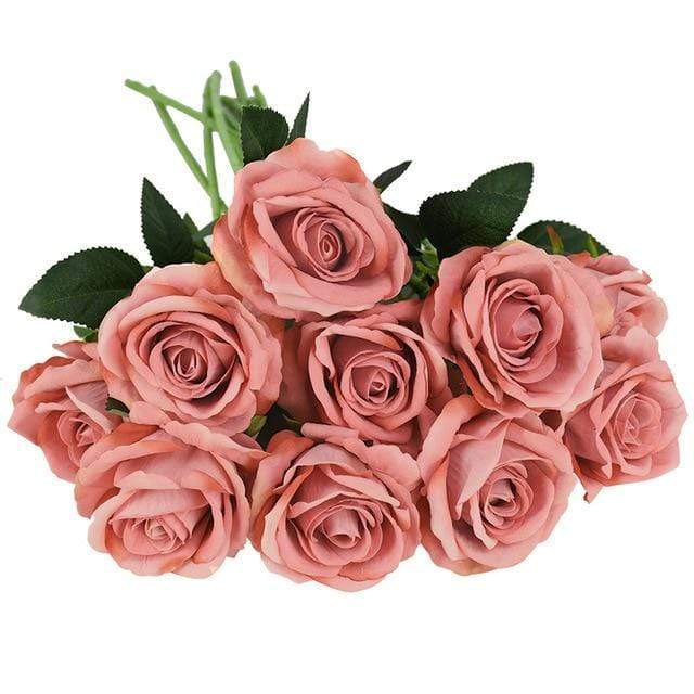 Artificial Flannel Roses, 10 Pieces, 50 cm
