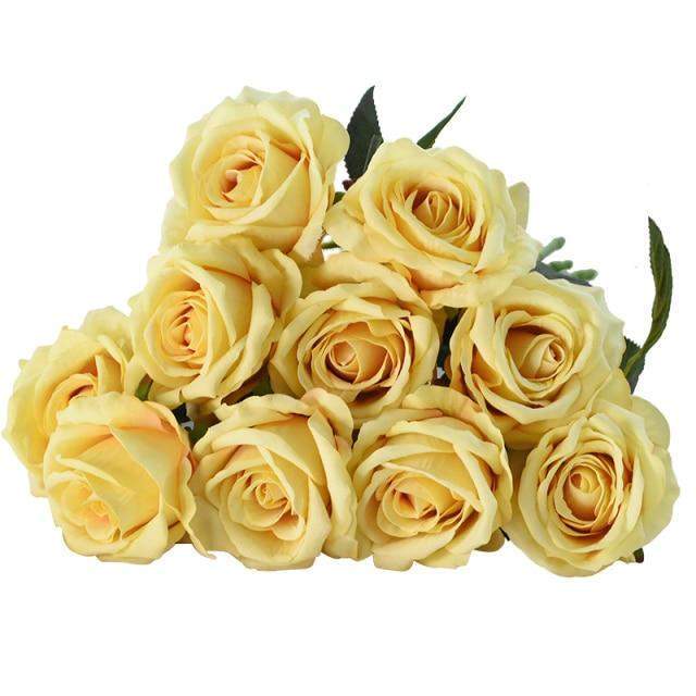 Artificial Flannel Roses, 10 Pieces, 50 cm