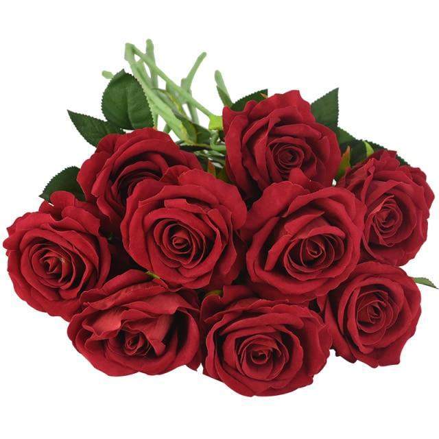 Artificial Flannel Roses, 10 Pieces, 50 cm