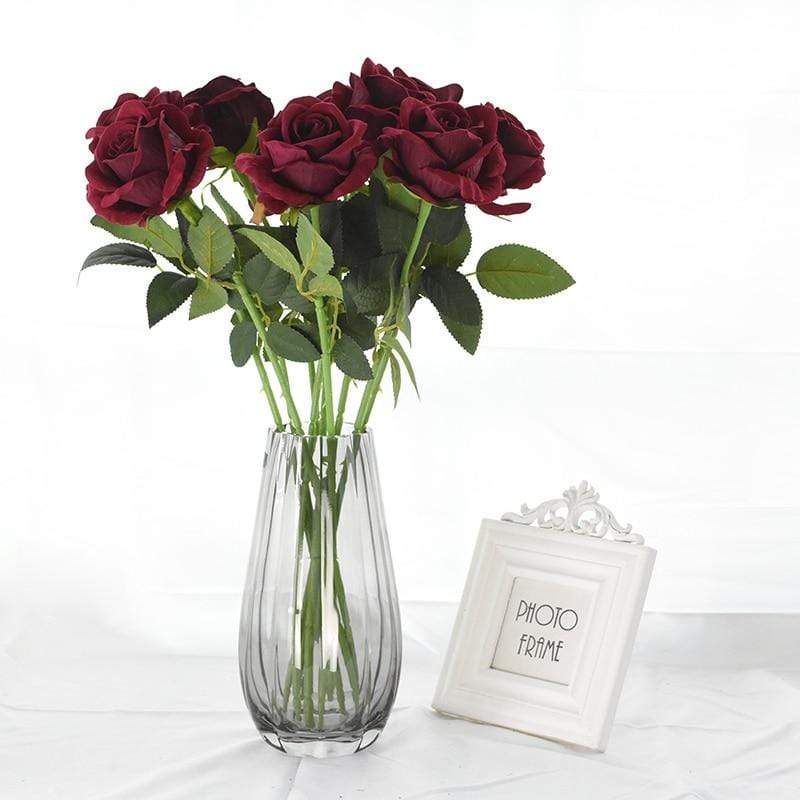 Artificial Flannel Roses, 10 Pieces, 50 cm