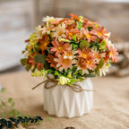 Artificial Floral Arrangement with Roses, Ceramic Pot and Twine Bow