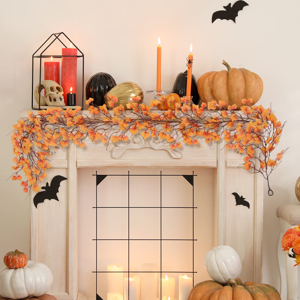 Artificial Maple Leaf Garland for Autumn and Halloween Decor