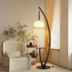 Artistic Curved Floor Lamp with Integrated Side Table and LED