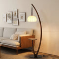 Artistic Curved Floor Lamp with Integrated Side Table and LED