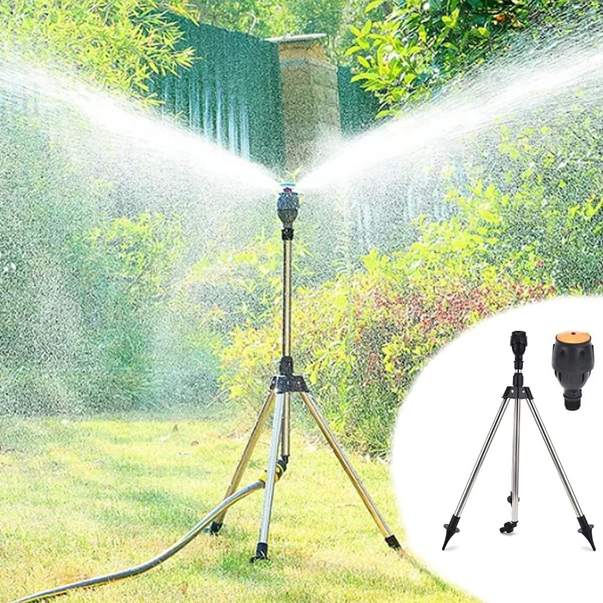 Automatic Rotating Garden Sprinkler with Adjustable Retractable Tripod
