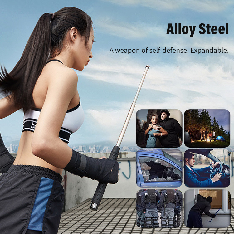 Automatically Extendable Steel Baton with Button Deployment