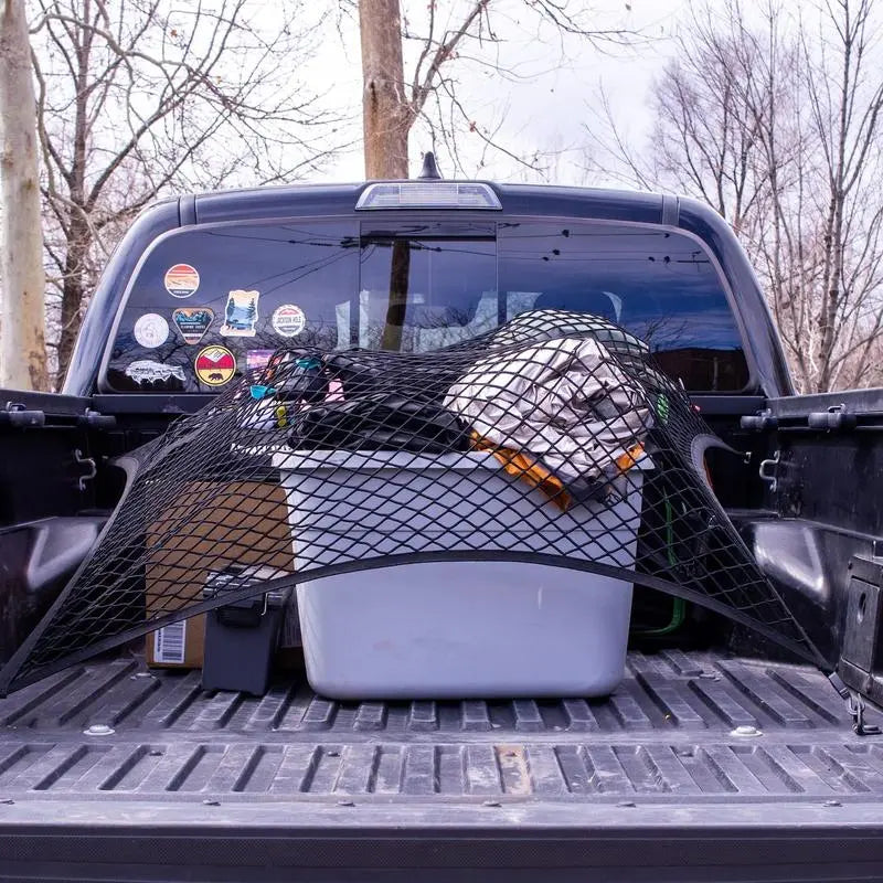Elastic Luggage Net with Metal Carabiners - Black, 36"x24", Polypropylene, view 2