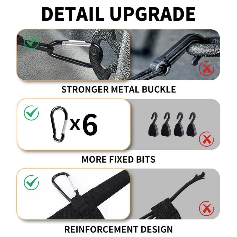 Elastic Luggage Net with Metal Carabiners - Black, 36"x24", Polypropylene, view 5