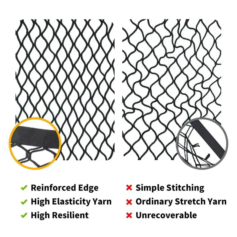 Elastic Luggage Net with Metal Carabiners - Black, 36"x24", Polypropylene, view 6