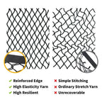 Elastic Luggage Net with Metal Carabiners - Black, 36"x24", Polypropylene, view 6