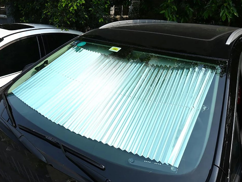 Retractable Front Windshield Sunshade for Cars - Aluminium Foil, Compact Size, view 2