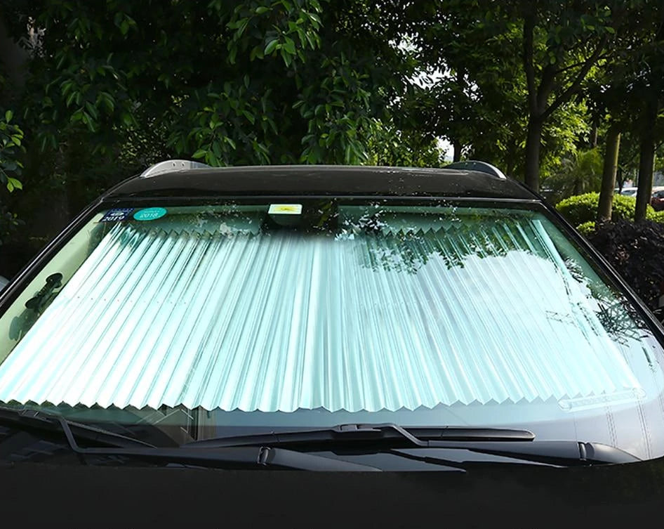 Retractable Front Windshield Sunshade for Cars - Aluminium Foil, Compact Size, view 3