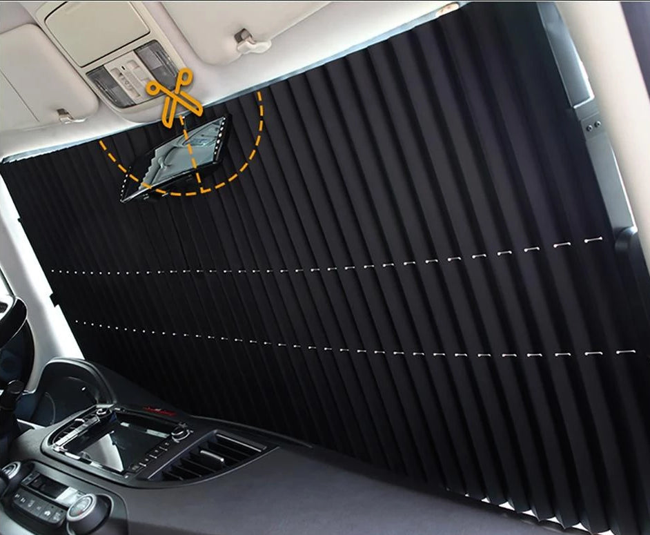 Retractable Front Windshield Sunshade for Cars - Aluminium Foil, Compact Size, view 6